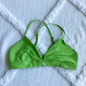 Alo Yoga Green crop top Bra logo